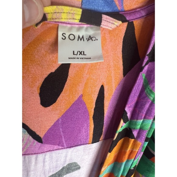 Soma Cool Nights Robe L/XL Women Kimono Hawaiian Golden Girls Comfort Lounge Art - Picture 6 of 11